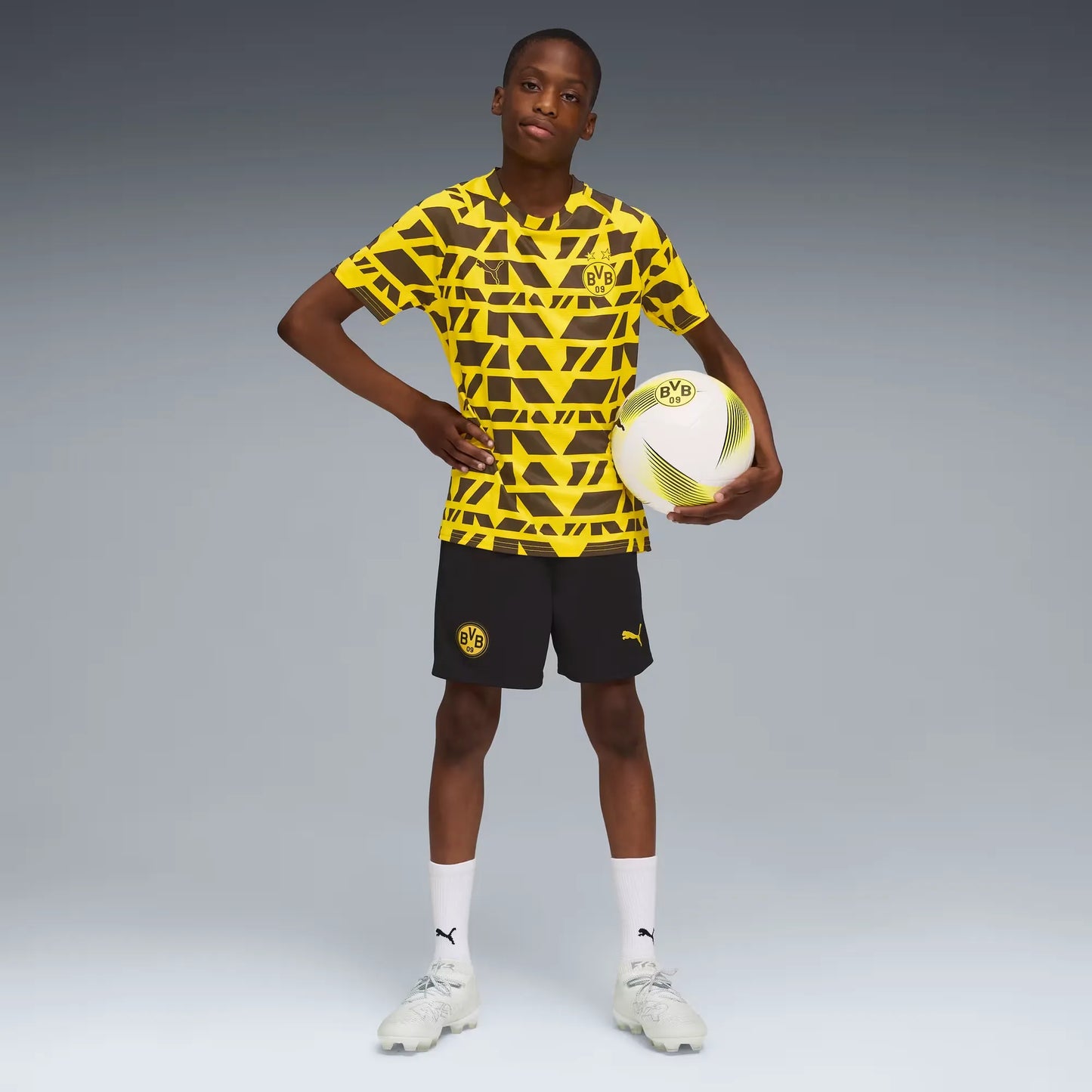 Conjunto Infantil Borussia Dortmund Pré Jogo 2025/26 Amarelo