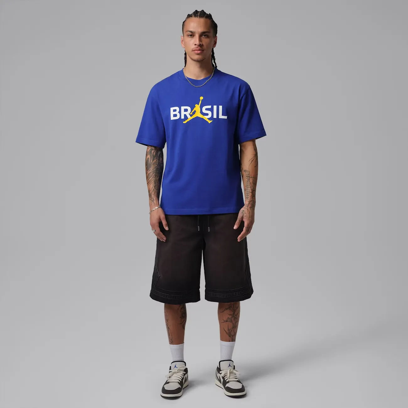 Camiseta Brasil Air Jordan 85 Crew Masculina Azul