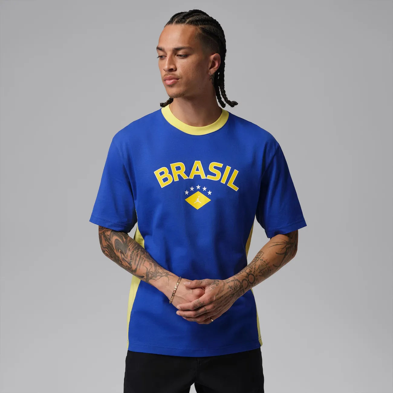 Camiseta Brasil Air Jordan 85 Crew Masculina Azul