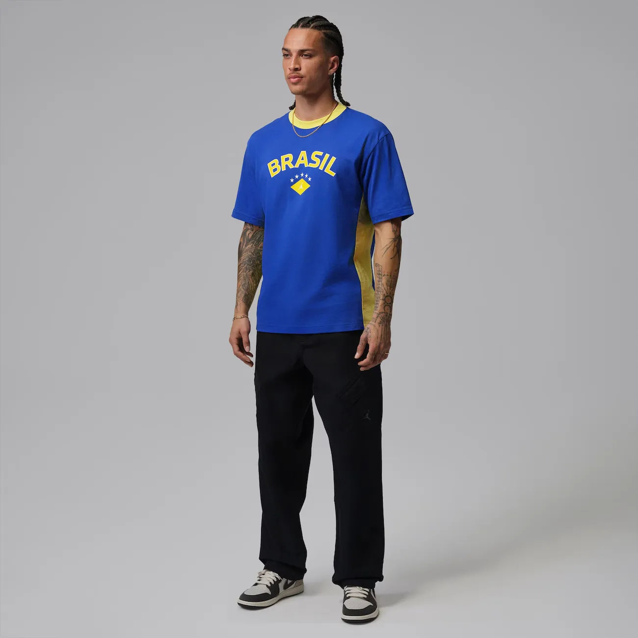 Camiseta Brasil Air Jordan 85 Crew Masculina Azul