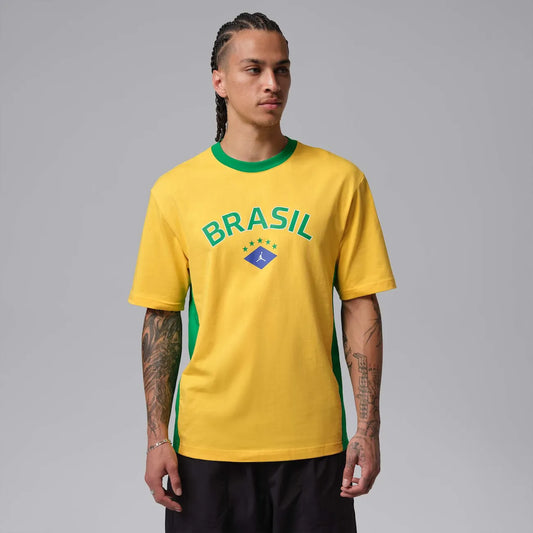Camiseta Brasil Air Jordan 85 Crew Masculina Amarela